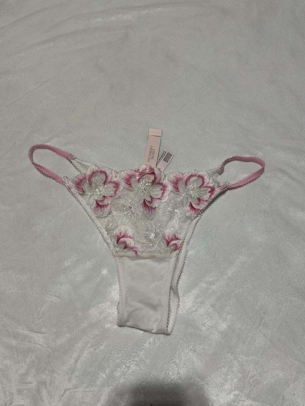 Victoria's Secret Floral Embroidered V-String Thong - New with Tags XL